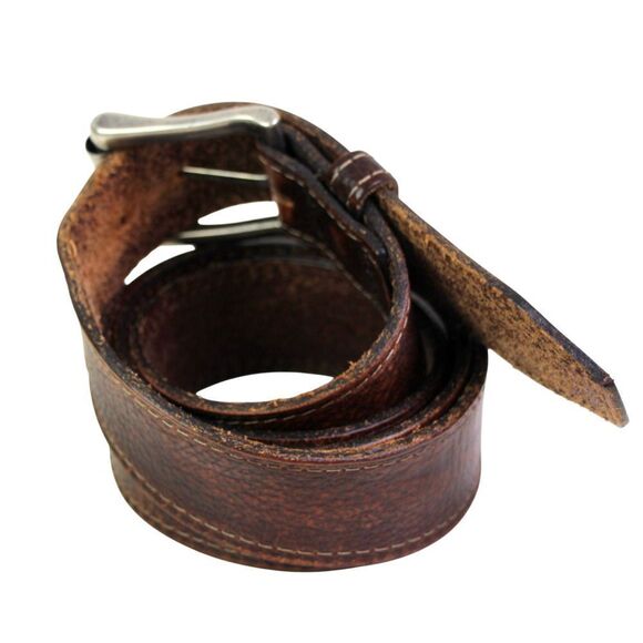 Mexico BROWN GENUINE LEATHER 1 1/2"Wd STITCHED DRESS MEN'S BELT Sz 42/105 (E57 - Picture 4 of 11